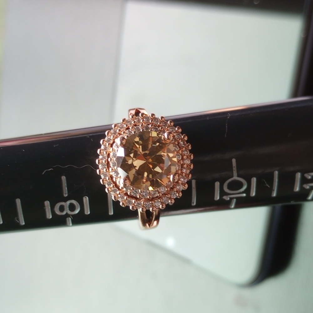 RING: 9 mm / 7.8  Carat - PEACH MORGANITE, in ROSE GOLD / 925-SS -- VERMEIL
